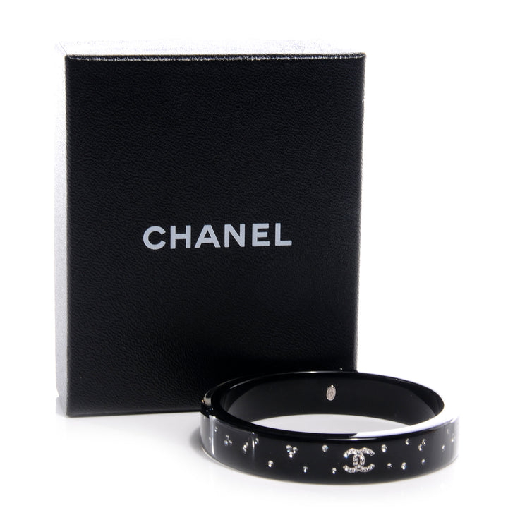 CHANEL RESIN CRYSTAL CC BANGLE BRACELET