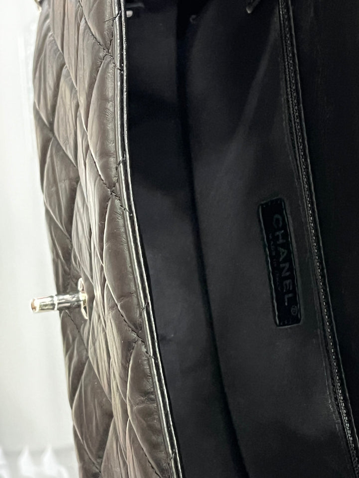 CHANEL QUILTED CRUMPLED LAMBSKIN RUNNING CHAIN FLAP JUMBO BAG