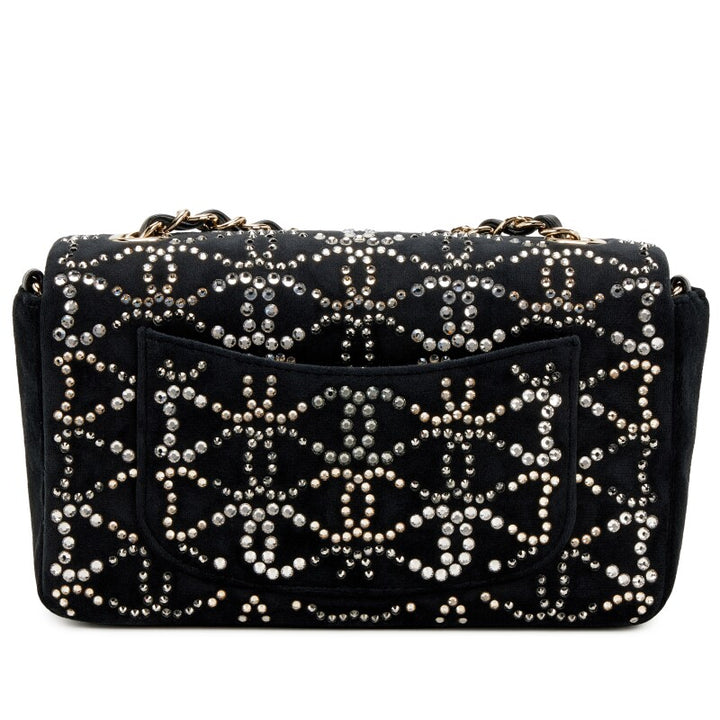 CHANEL RUTHENIUM STRASS CRYSTAL EMBELLISHED MINI CLASSIC FLAP BAG