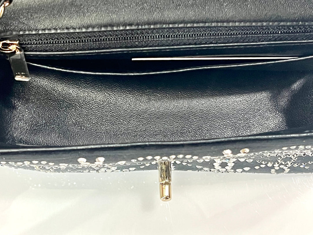 CHANEL RUTHENIUM STRASS CRYSTAL EMBELLISHED MINI CLASSIC FLAP BAG