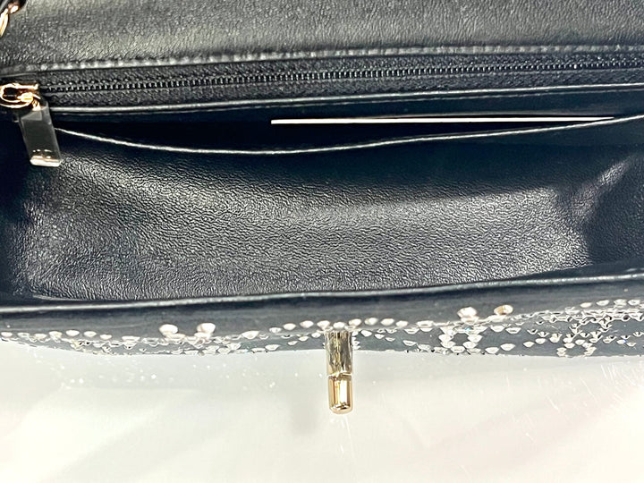 CHANEL RUTHENIUM STRASS CRYSTAL EMBELLISHED MINI CLASSIC FLAP BAG