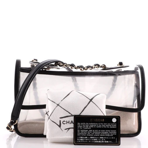 CHANEL SAND BY THE SEA PVC &amp; LAMBSKIN MEDIUM FLAP BAG