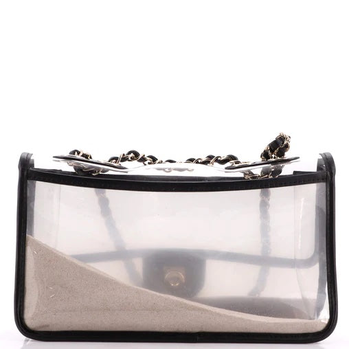CHANEL SAND BY THE SEA PVC &amp; LAMBSKIN MEDIUM FLAP BAG