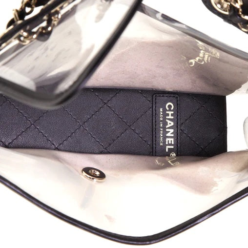 CHANEL SAND BY THE SEA PVC &amp; LAMBSKIN MEDIUM FLAP BAG