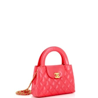 CHANEL SHINY AGED CALFSKIN QUILTED NANO KELLY SHOPPER BAG