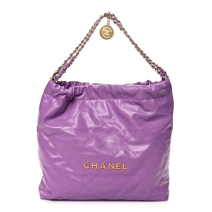 CHANEL SHINY QUILTED CALFSKIN LEATHER CHANEL 22 SHOULDER BAG