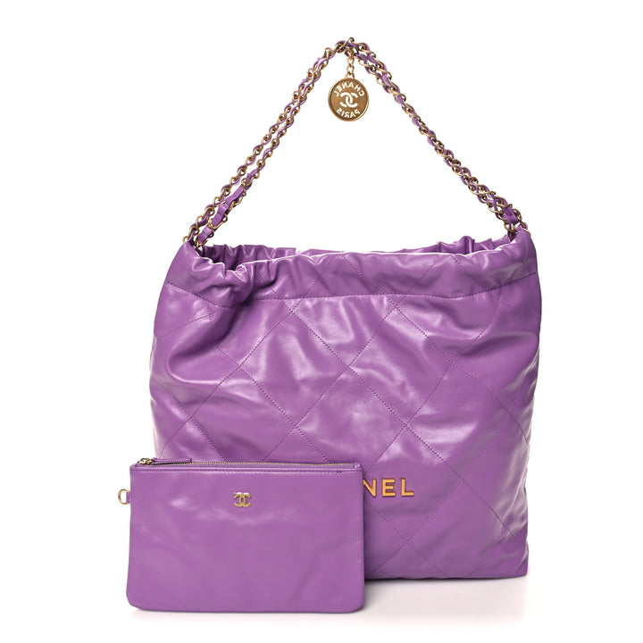 CHANEL SHINY QUILTED CALFSKIN LEATHER CHANEL 22 SHOULDER BAG