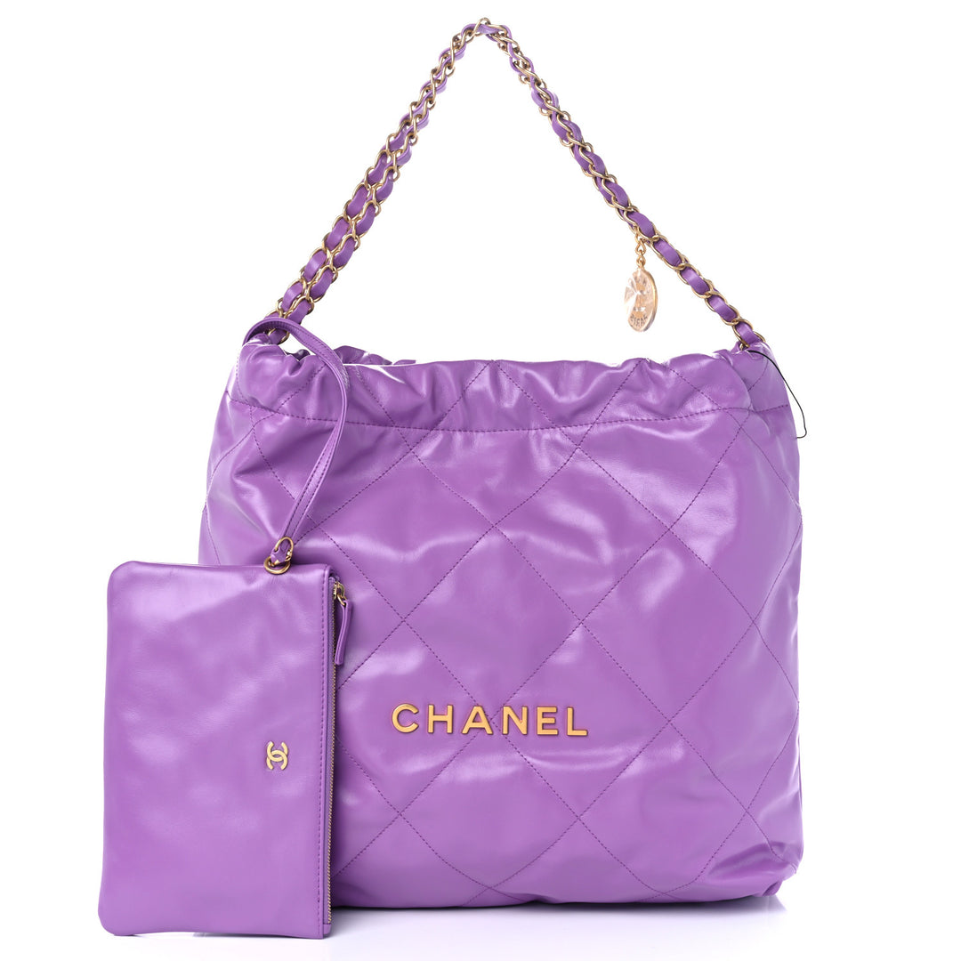 CHANEL SHINY QUILTED CALFSKIN LEATHER CHANEL 22 SHOULDER BAG