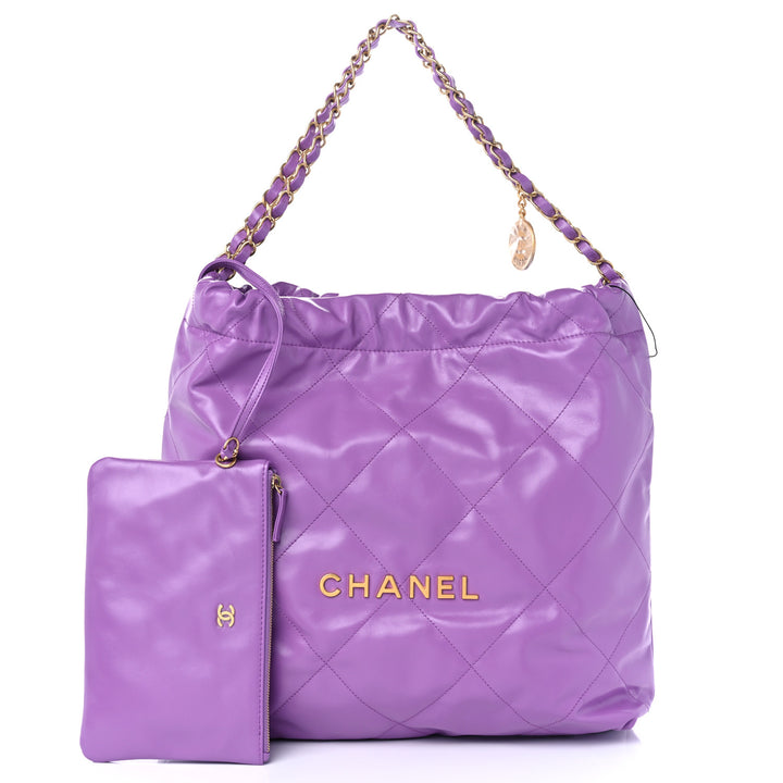 CHANEL SHINY QUILTED CALFSKIN LEATHER CHANEL 22 SHOULDER BAG