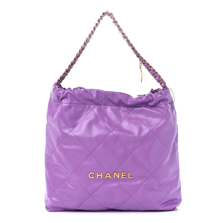 CHANEL SHINY QUILTED CALFSKIN LEATHER CHANEL 22 SHOULDER BAG