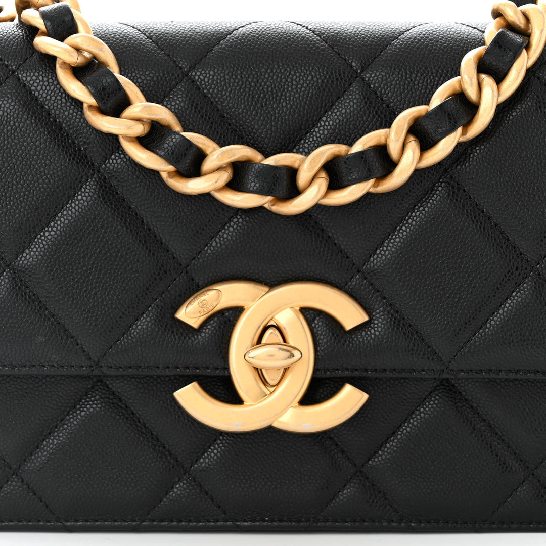 CHANEL SHINY CAVIAR QUILTED FLAP BAG