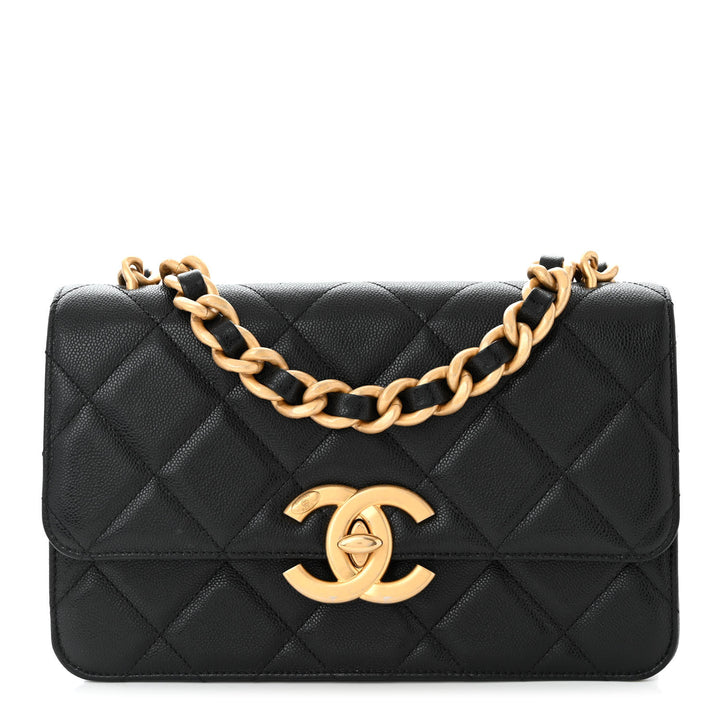 CHANEL SHINY CAVIAR QUILTED FLAP BAG