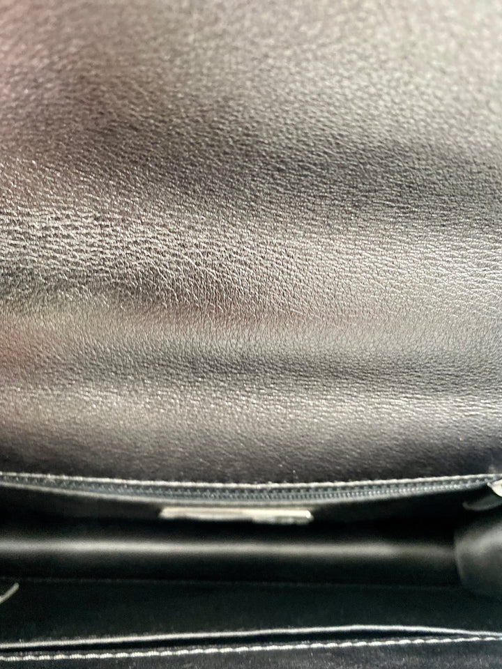 CHANEL METALLIC SILVER CALFSKIN COCO EMBOSSED SHOULDER BAG