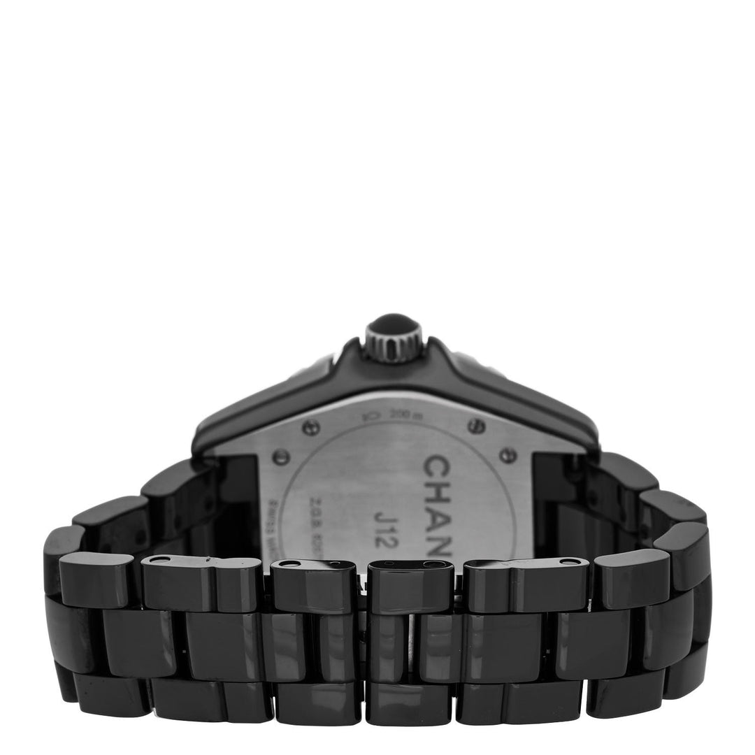 CHANEL STAINLESS STEEL CERAMIC DIAMONDS 38MM J12 AUTOMATIC WATCH