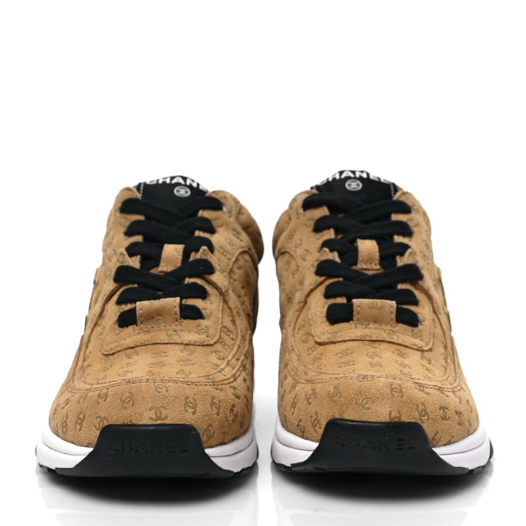 CHANEL SUEDE CALFSKIN PRINTED CC LOW-TOP SNEAKERS