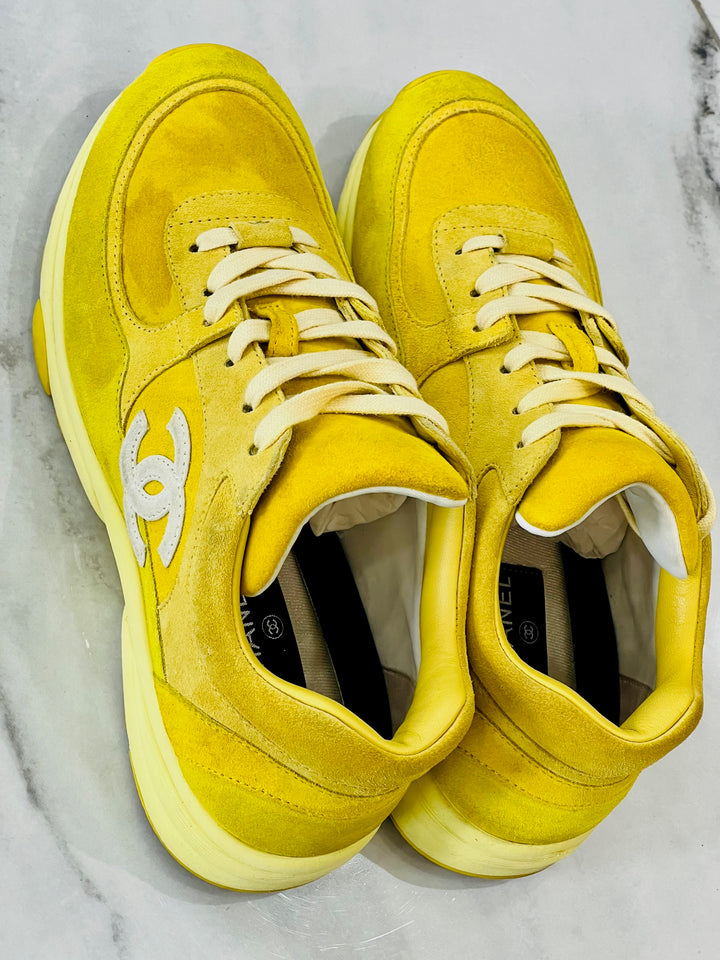 CHANEL CC SUEDE CALFSKIN SNEAKERS