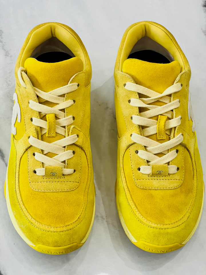 CHANEL CC SUEDE CALFSKIN SNEAKERS