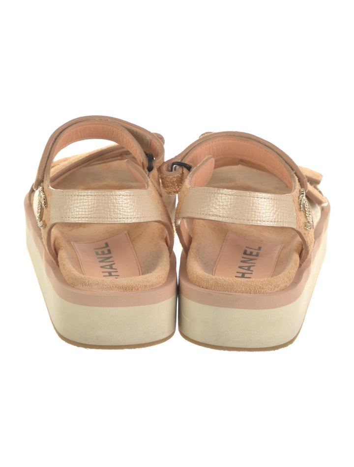 CHANEL CC SUEDE CALFSKIN VELCRO COMFORT SANDALS