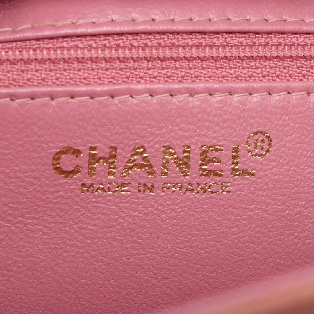 CHANEL SUEDE CHOCOLATE BAR TOP HANDLE FLAP BAG IN PINK