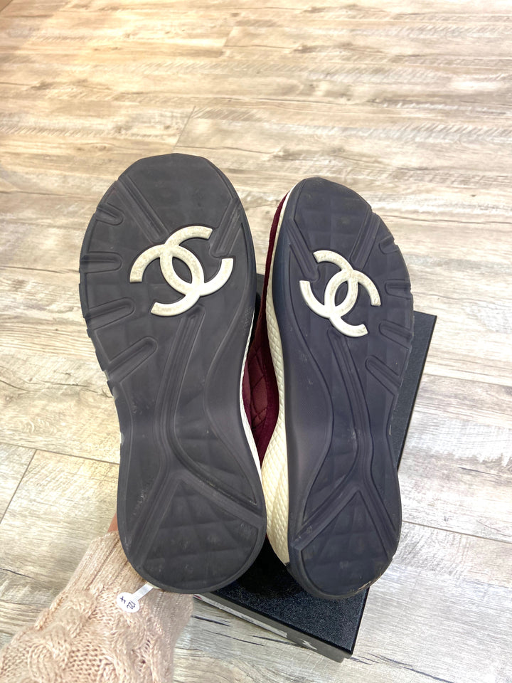CHANEL SUEDE CALFSKIN TWEED CC SNEAKERS