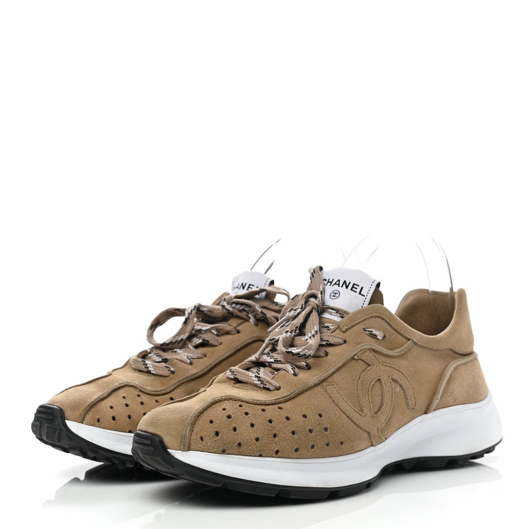CHANEL SUEDE GOATSKIN CC SNEAKERS