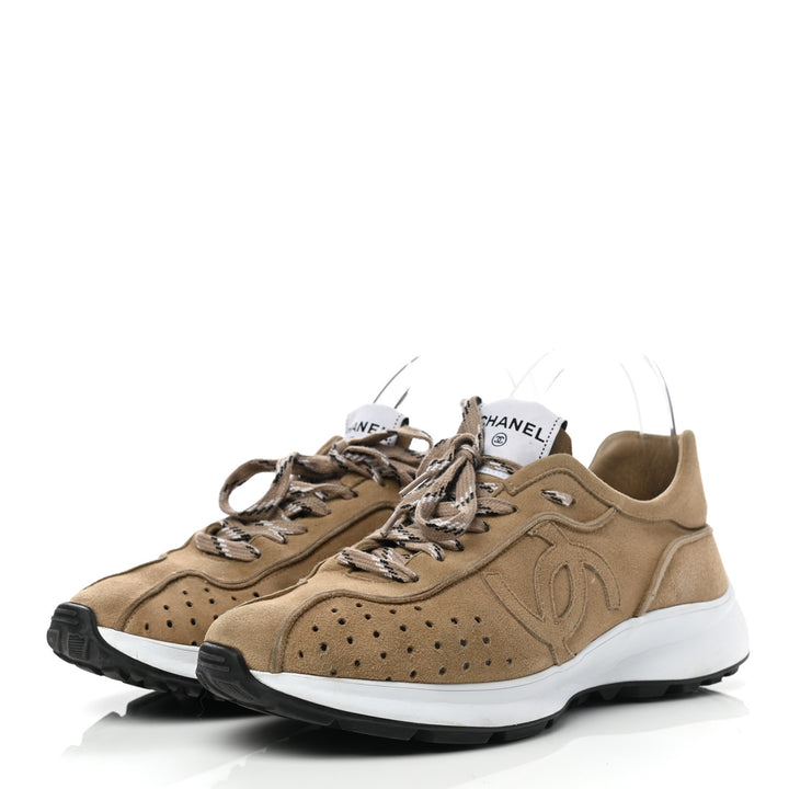 CHANEL SUEDE GOATSKIN CC SNEAKERS