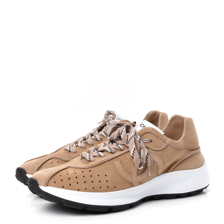 CHANEL SUEDE GOATSKIN CC SNEAKERS