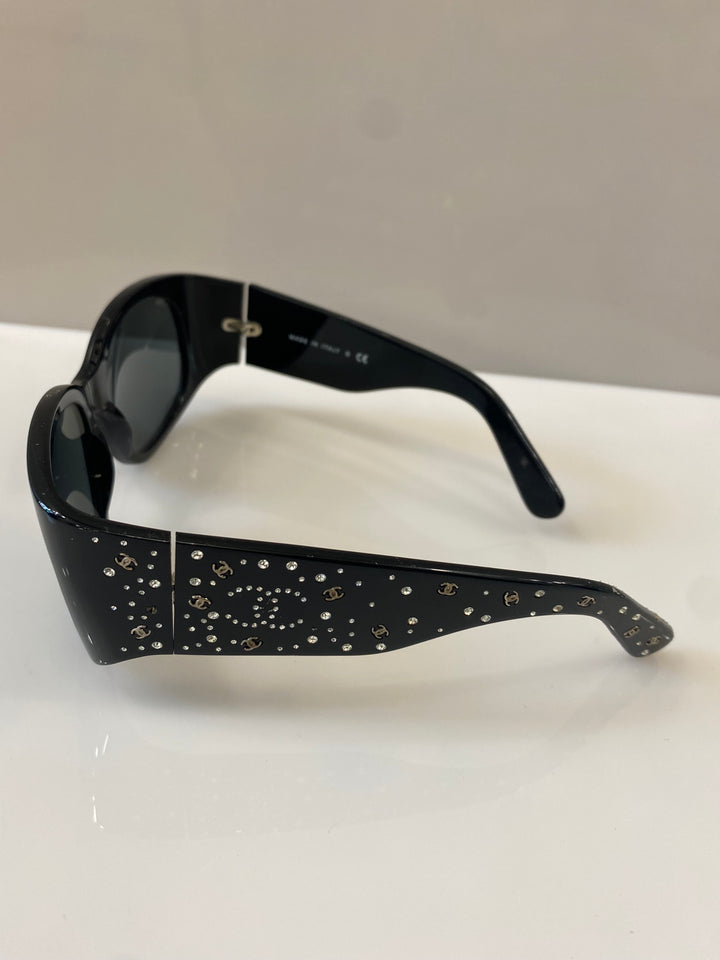 CHANEL SWAROVSKI CRYSTAL CC LOGO SUNGLASSES
