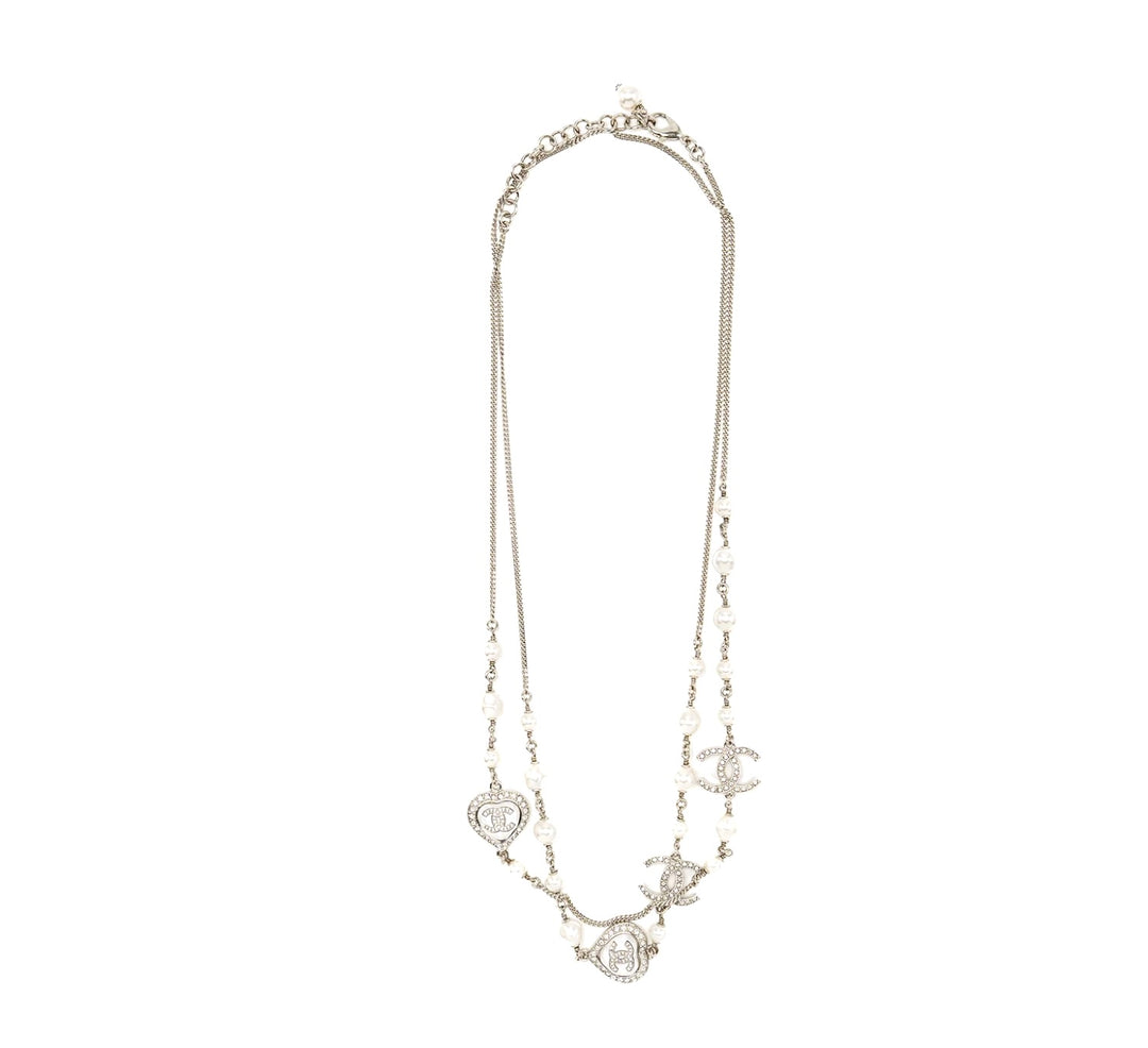 CHANEL TIMELESS CRYSTAL HEART PEARL LONG NECKLACE