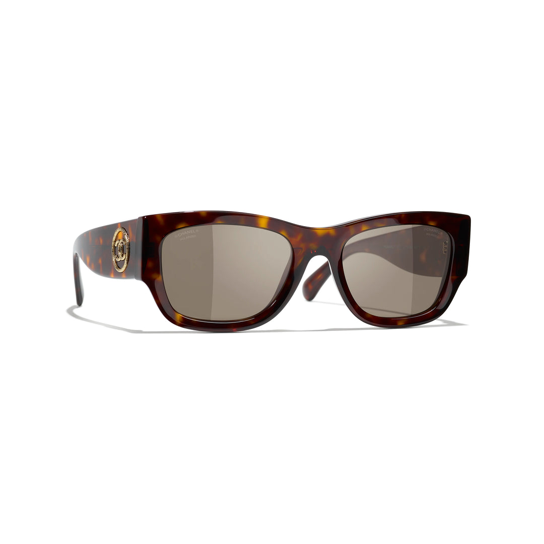 CHANEL TORTOISE RECTANGLE SUNGLASSES