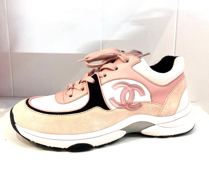CHANEL CC MIXED FABRIC SNEAKERS