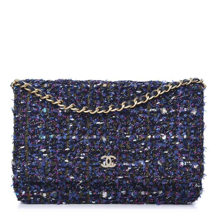 CHANEL TWEED CHARMS WALLET ON CHAIN