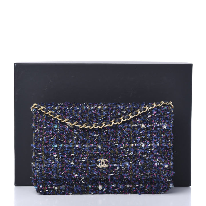 CHANEL TWEED CHARMS WALLET ON CHAIN