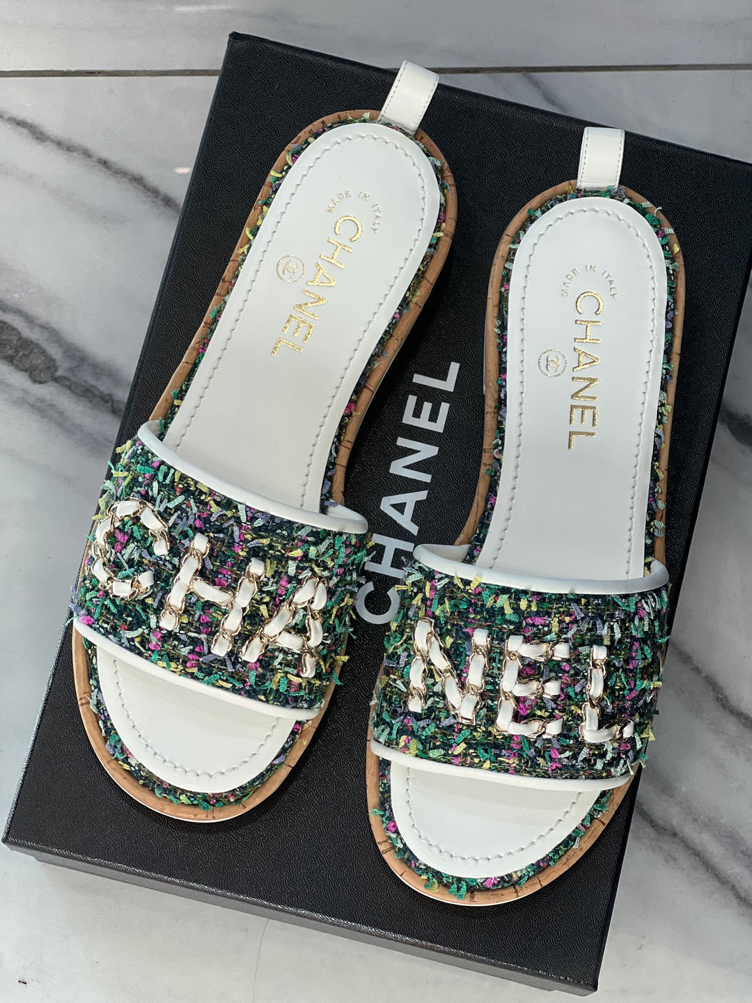 tweed×beige] Mademoiselle Mules