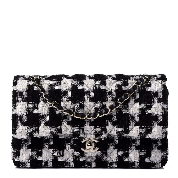 CHANEL QUILTED TWEED MEDIUM DOUBLE FLAP BAG