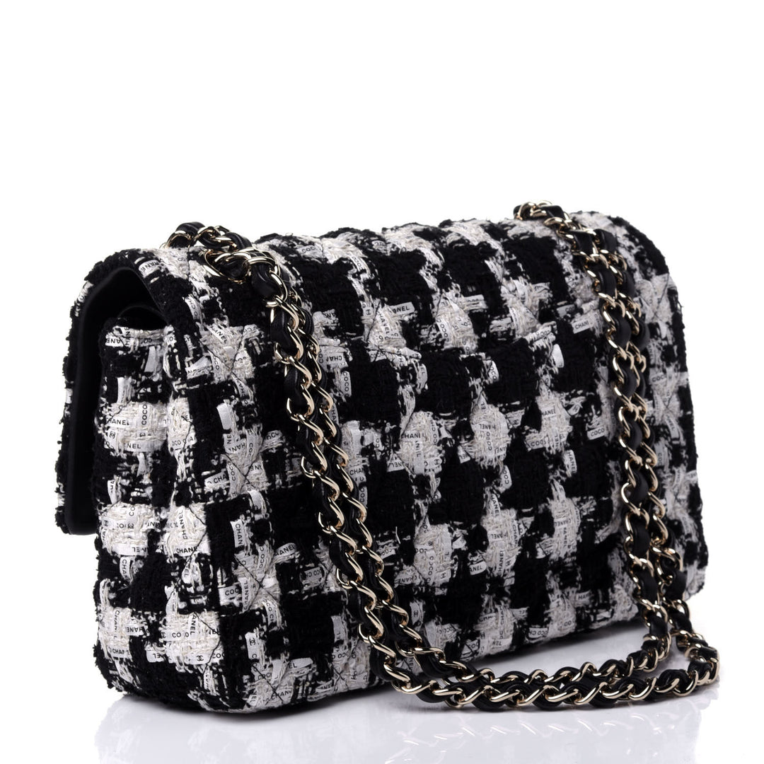 CHANEL QUILTED TWEED MEDIUM DOUBLE FLAP BAG