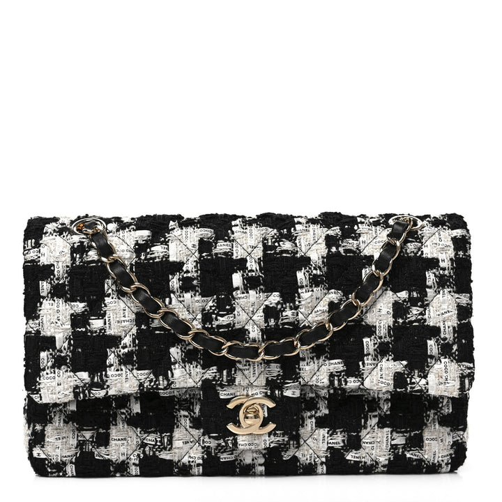 CHANEL QUILTED TWEED MEDIUM DOUBLE FLAP BAG