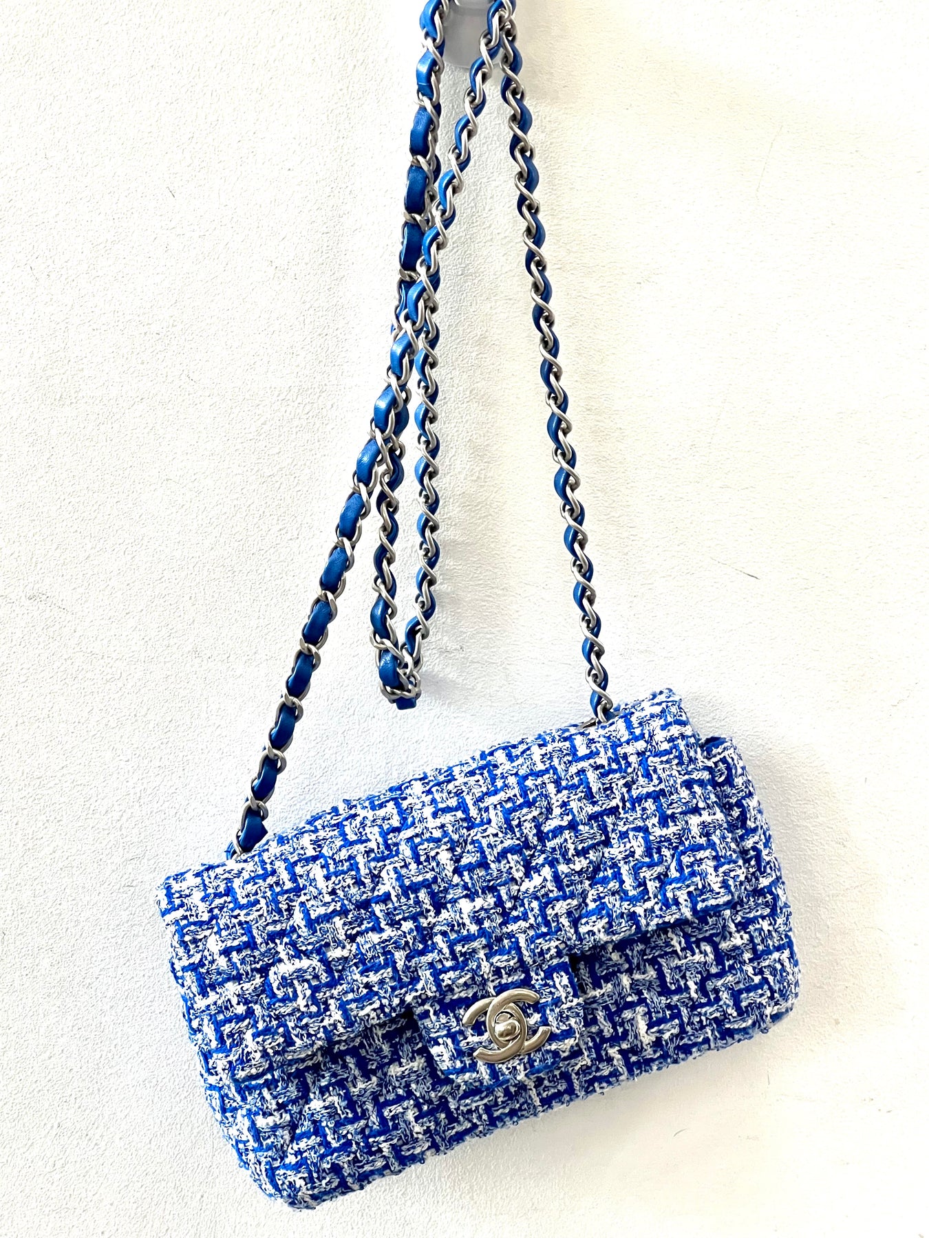 Chanel Tweed Braid Mini Flap Bag - Blue Mini Bags, Handbags - CHA432786