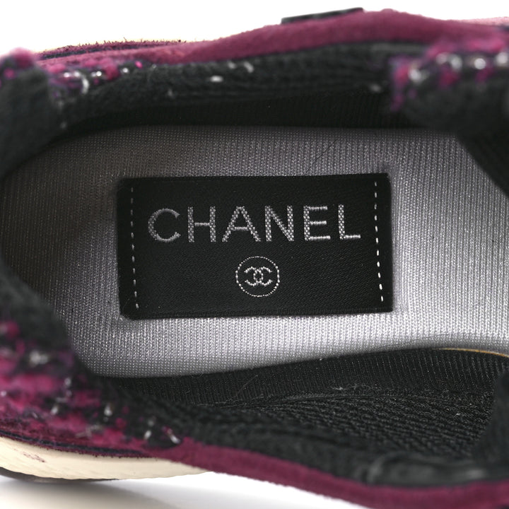 CHANEL SUEDE CALFSKIN TWEED CC SNEAKERS