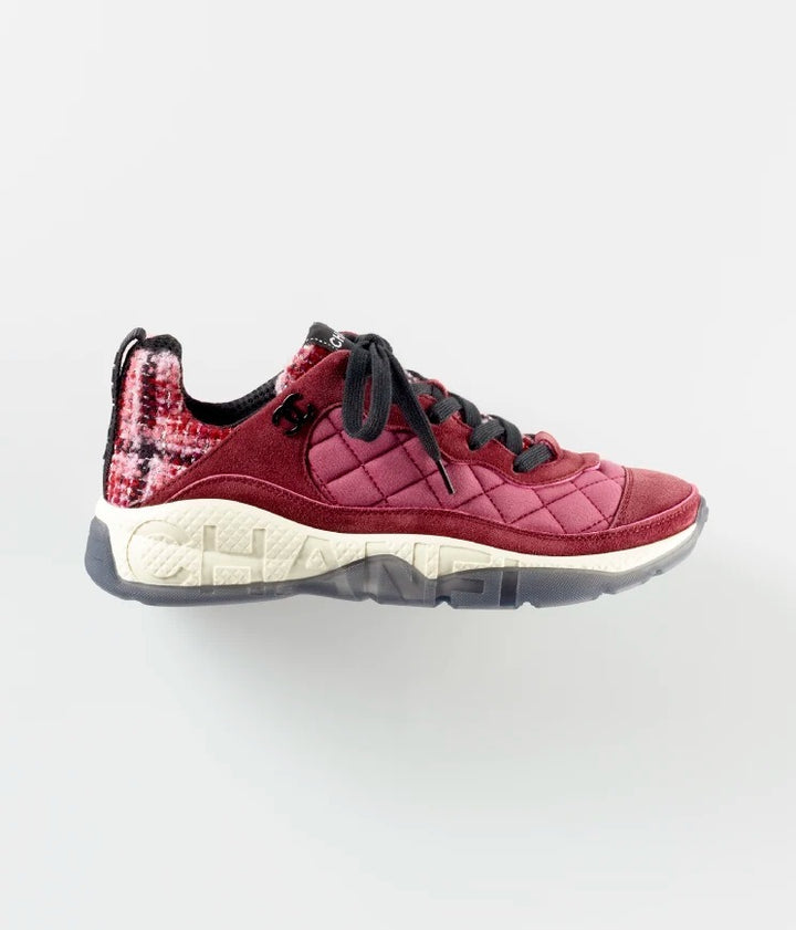 CHANEL SUEDE CALFSKIN TWEED CC SNEAKERS