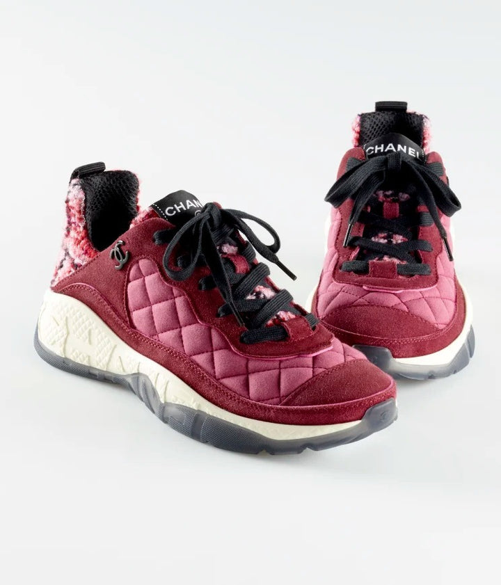 CHANEL SUEDE CALFSKIN TWEED CC SNEAKERS