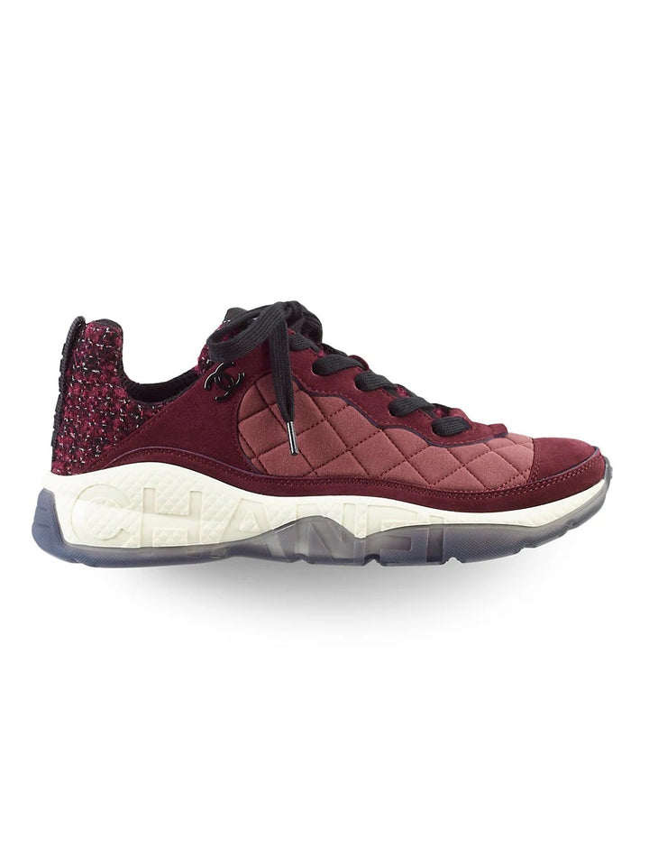 CHANEL SUEDE CALFSKIN TWEED CC SNEAKERS