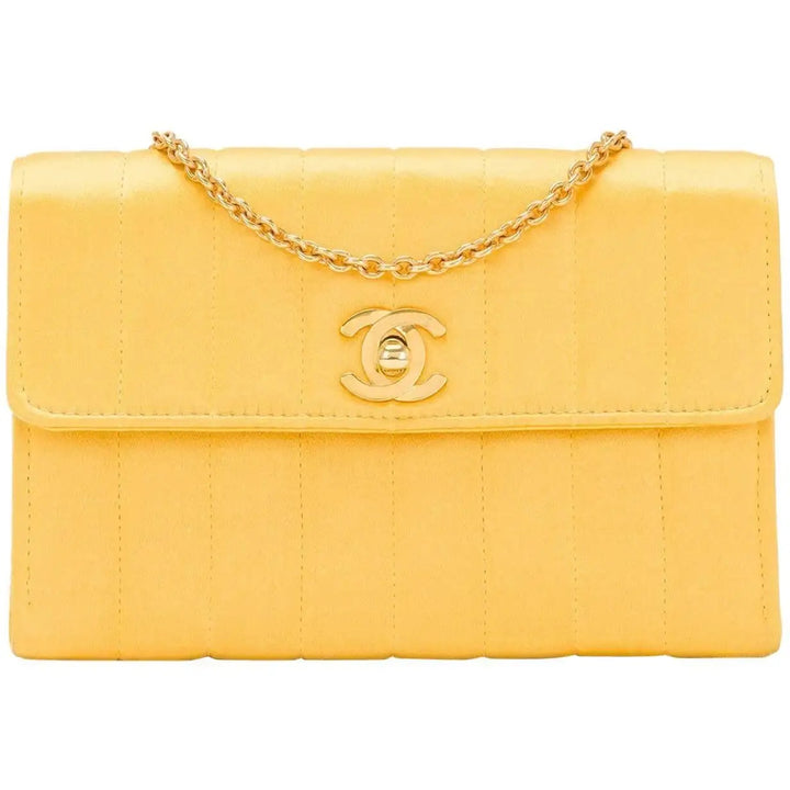 CHANEL VINTAGE VERTICAL QUILTED SATIN MINI FLAP BAG