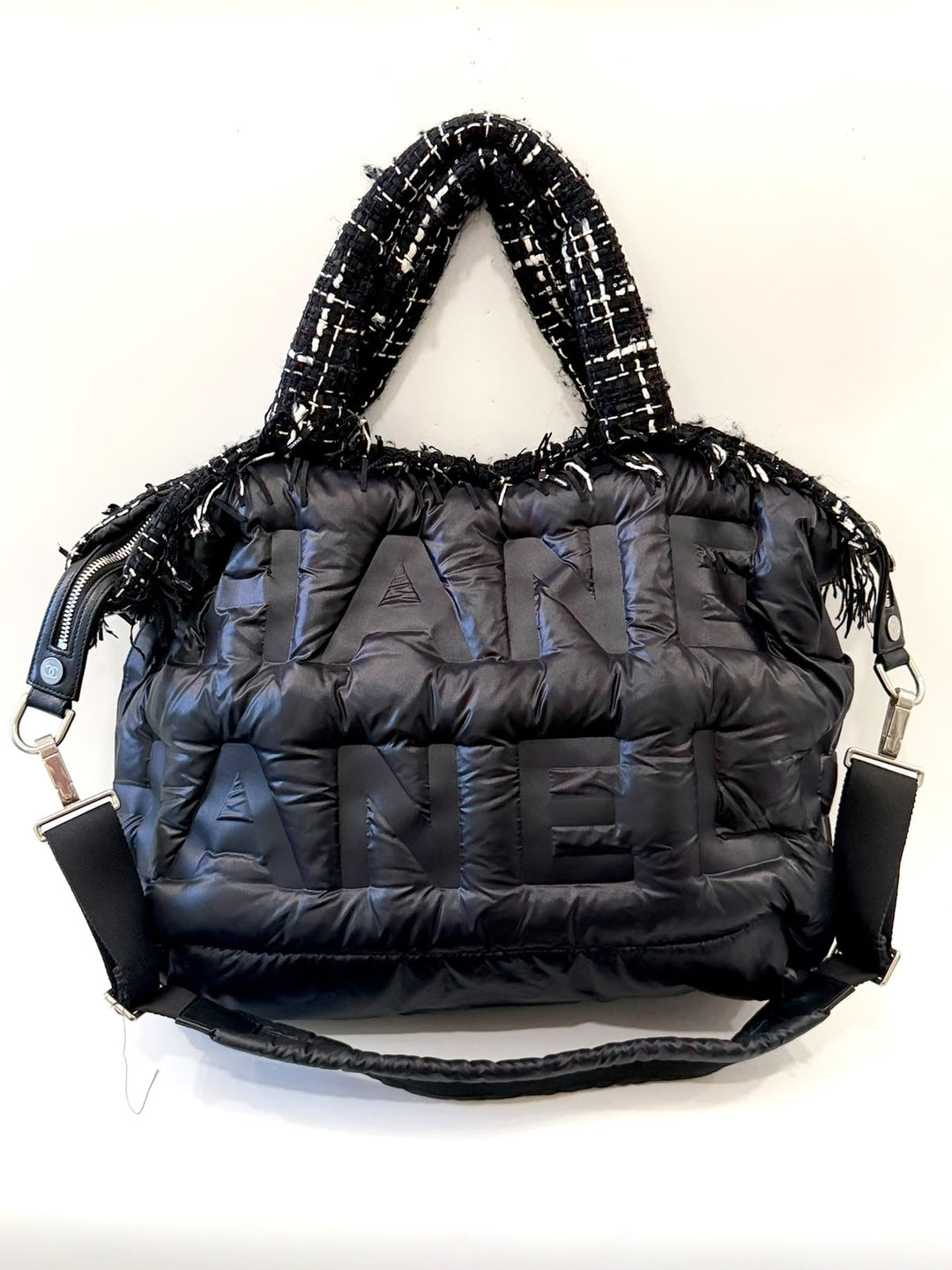 CHANEL 2019 LARGE TWEED DOUDOUNE BOWLING BAG