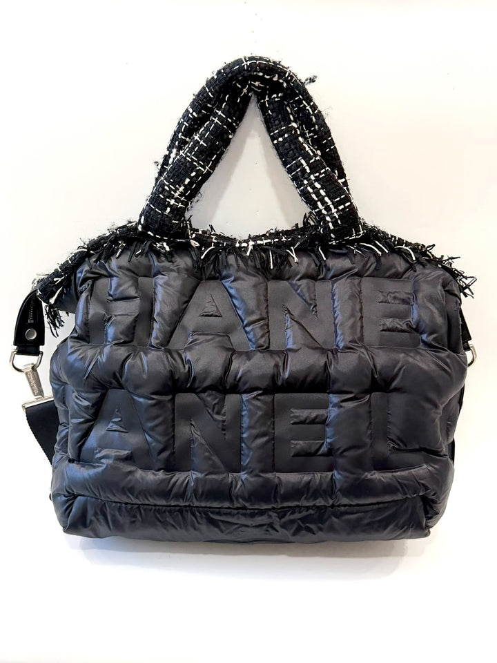 CHANEL 2019 LARGE TWEED DOUDOUNE BOWLING BAG