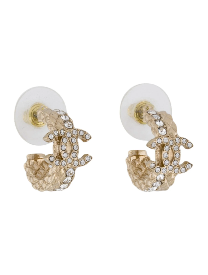 CHANEL 2022 STRASS CC HOOP EARRINGS