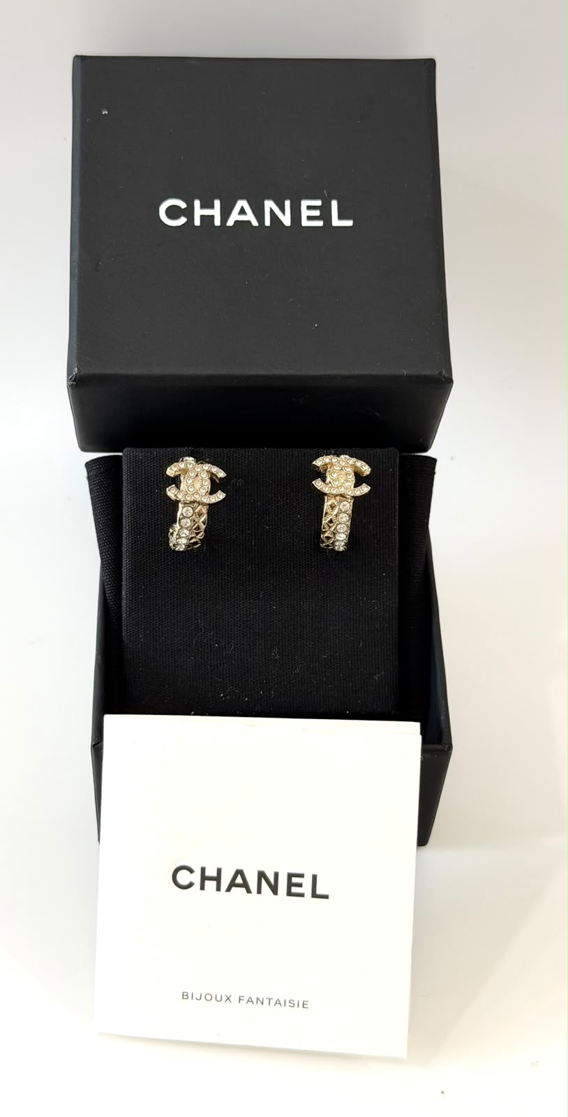 CHANEL 2022 STRASS CC HOOP EARRINGS