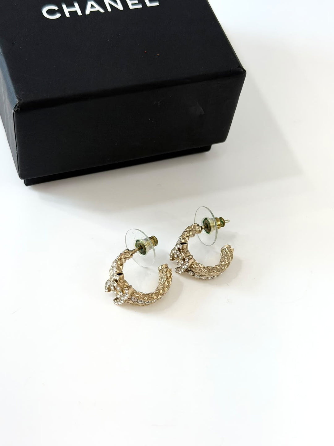 CHANEL 2022 STRASS CC HOOP EARRINGS