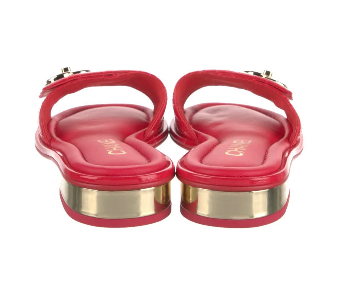 CHANEL INTERLOCKING CC LOGO LAMBSKIN LEATHER MULES