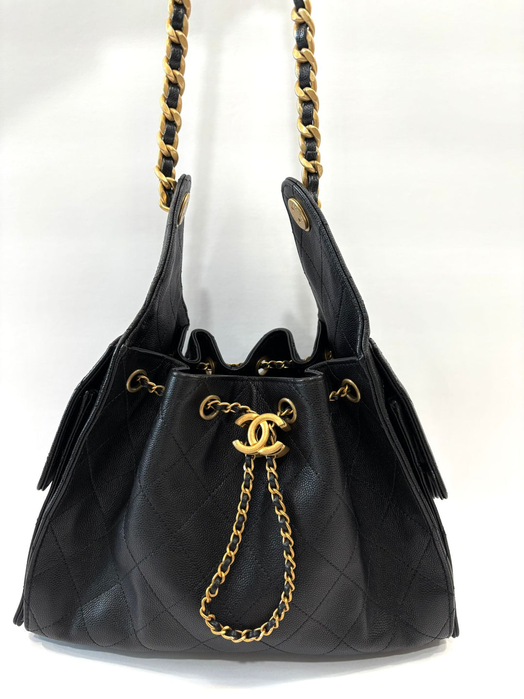 CHANEL 25 CAVIAR QUILTED CALFSKIN LEATHER SMALL HOBO BAG